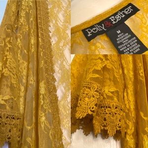 Polly & Esther Mustard Lace Cover Up